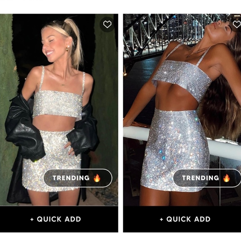 XS/S White Fox Sparkly cropped top